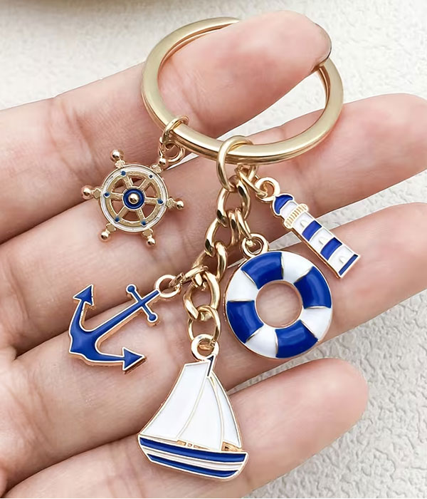 Nautical multi charm keychain