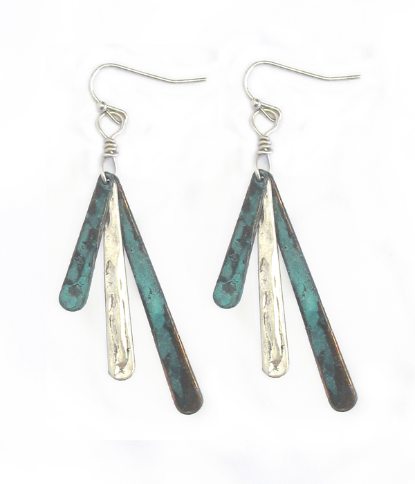 Chico style vintage multi metal bar earring