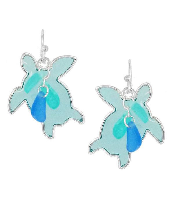 Seaglass and window epoxy earring - turtle