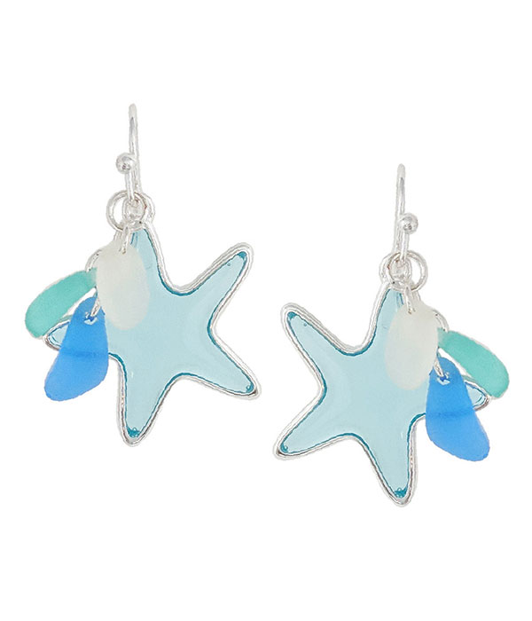 Seaglass and window epoxy earring - starfish