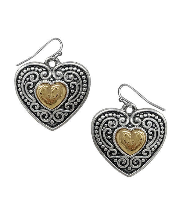 Filigree heart earring