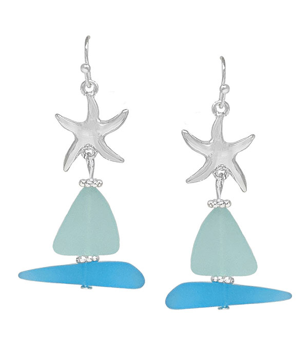 Seaglass drop earring - starfish