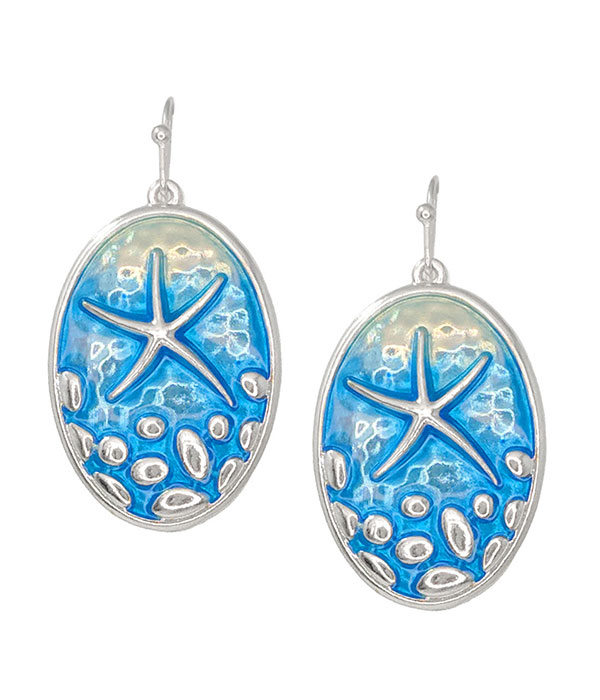 Starfish epoxy oval earring