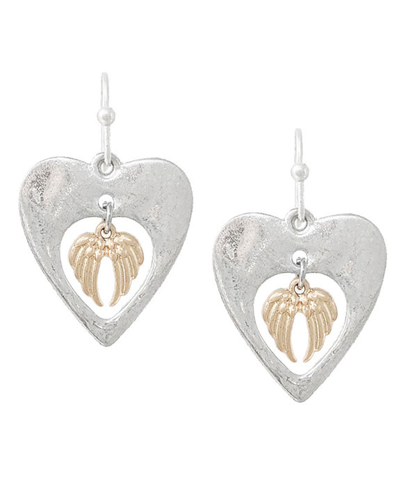 Heart and angelwing earring