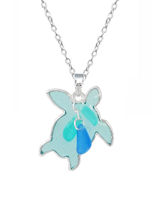 Seaglass and window epoxy necklace -