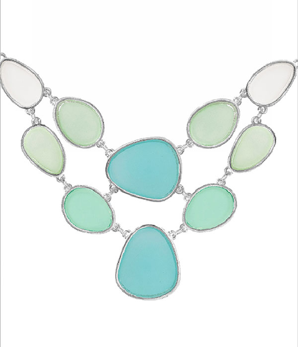 Seaglass stone link necklace