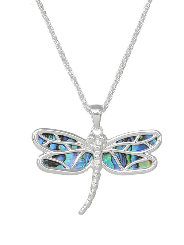 Abalone dragonfly necklace