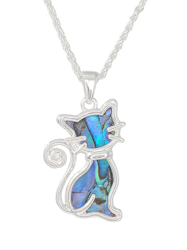 Abalone cat necklace