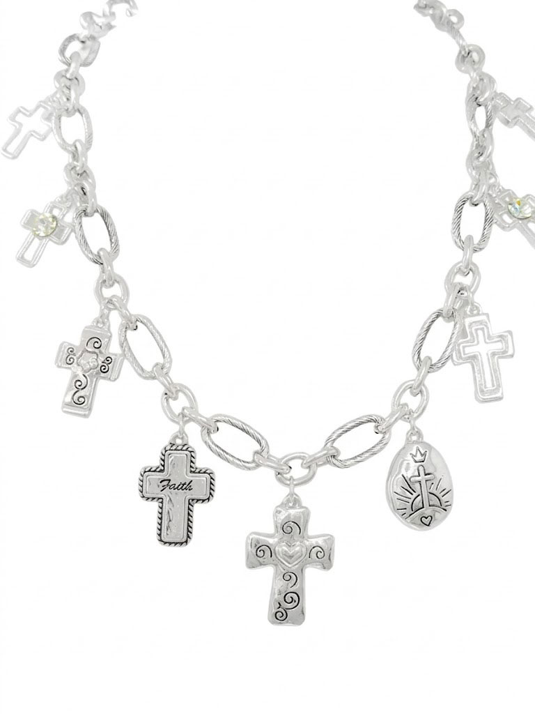 Multi cross charm necklace