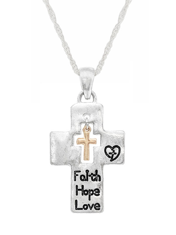 Religious inspiration faith hope love cross necklace