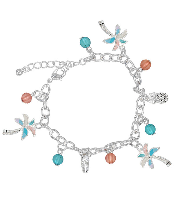 Tropical palm tree charm bracelet