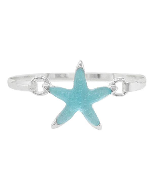 Seaglass starfish wire bangle bracelet