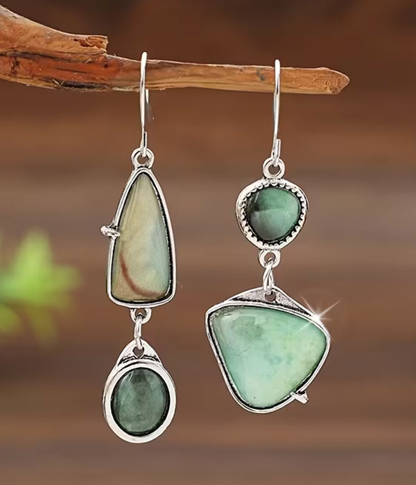 Geometric asymmetrical epoxy earring