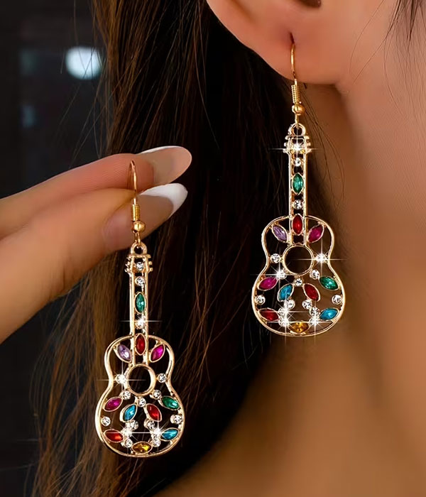 Stone guitar earring