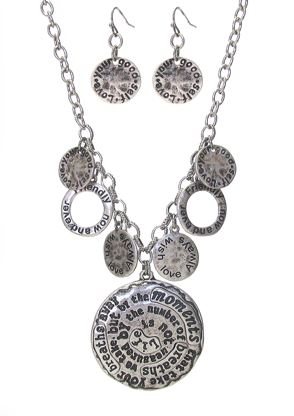 Inspiration message multi disc charm necklace set