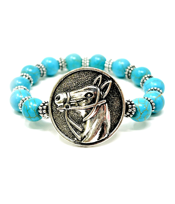 Turquoise ball horse stretch bracelet