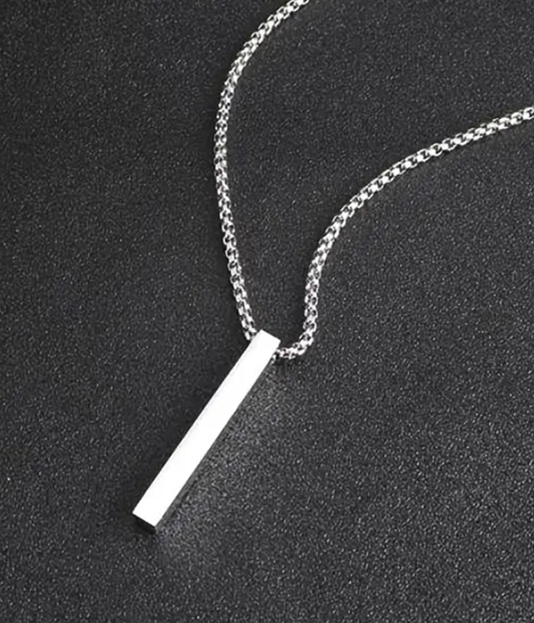 Stainless steel bar pendant necklace