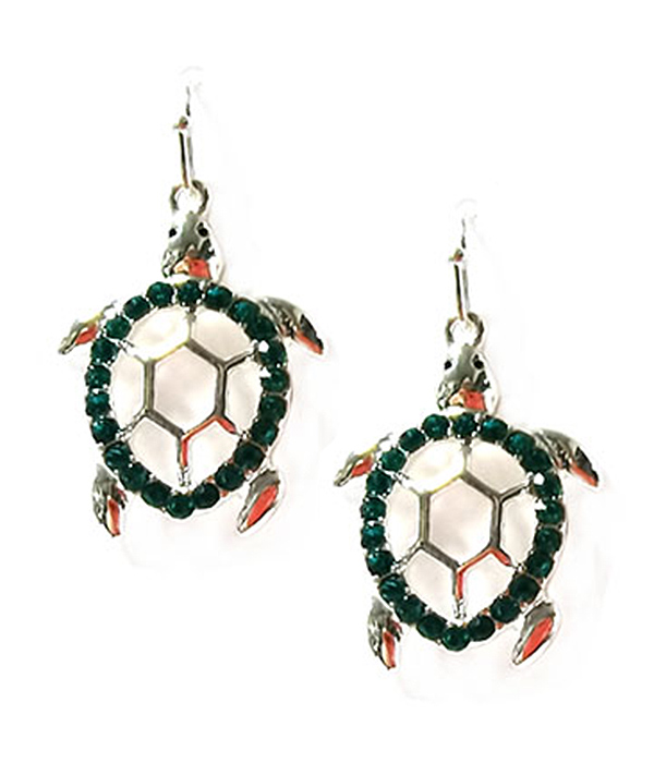 Crystal metal turtle earring