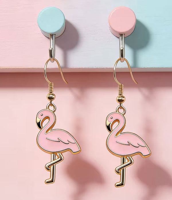 Epoxy flamingo earring