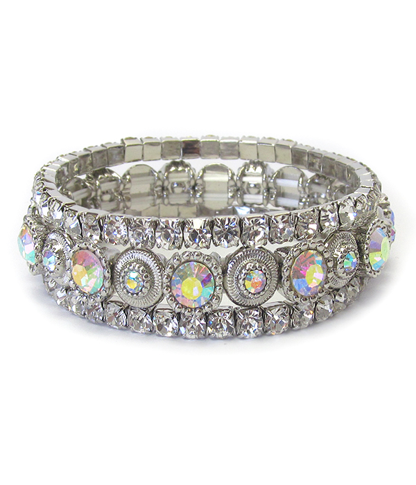 3 row crystal stretch bracelet set
