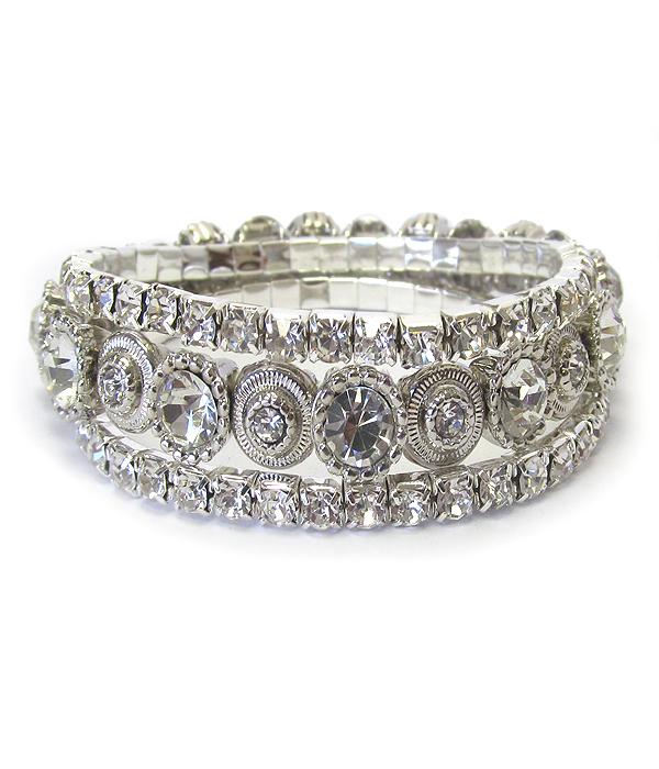 3 row crystal stretch bracelet set