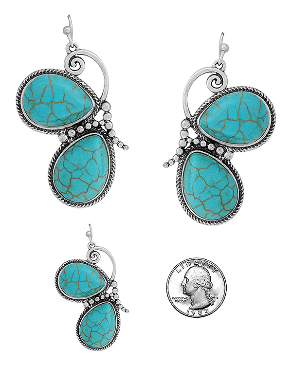 Vintage teardrop stone butterfly earring