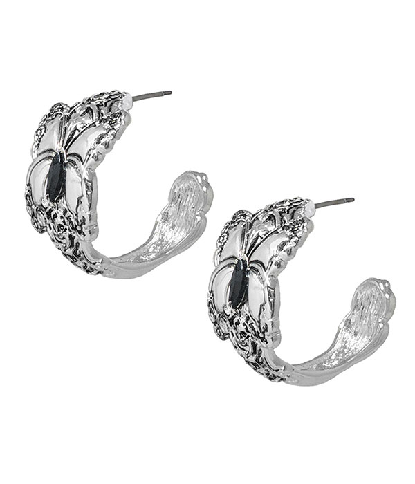 Utensil spoon textured hoop earring