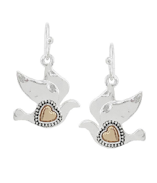 Heart dove earring