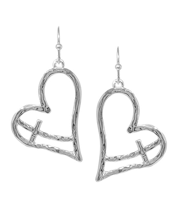 Heart and cross earring