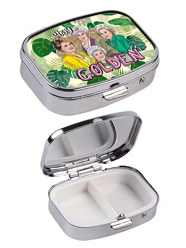 2 compartment portable pill box - stay golden