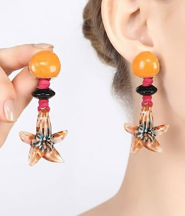 Sealife glass art earring - starfish