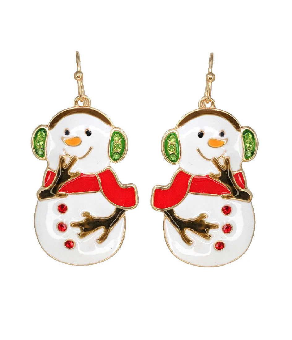 Christmas theme epoxy earring - snowman