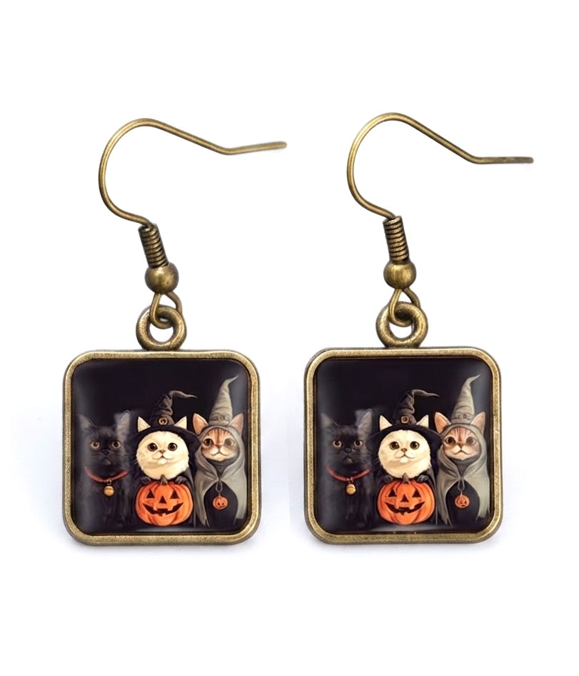 Halloween theme earring - wizard cats