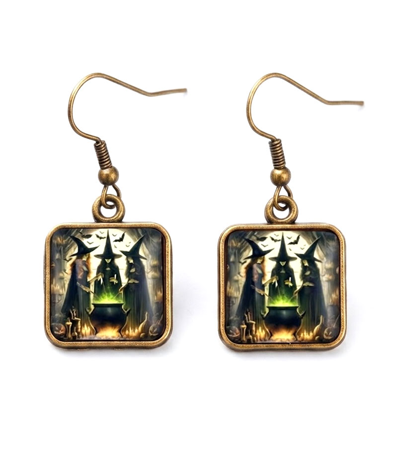 Halloween theme three witches earring