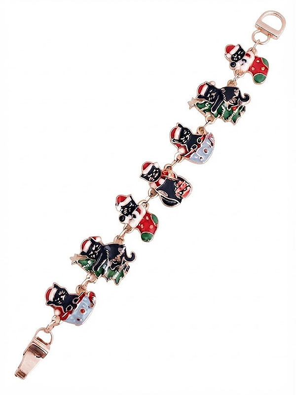 Christmas theme epoxy magnetic bracelet - cat