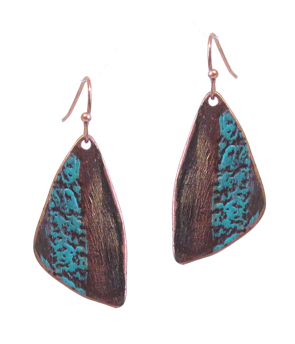 Textured patina earring