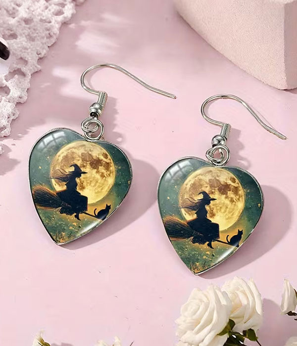 Halloween witch puffy glass earring