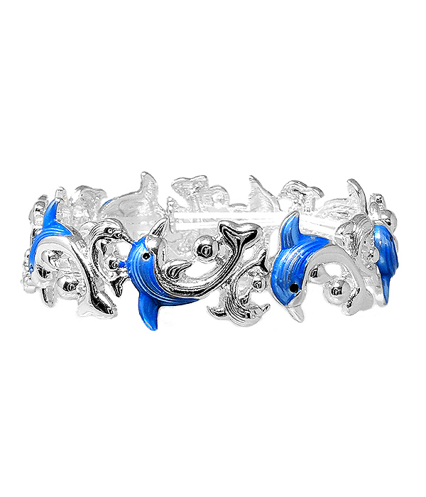 Sealife theme stretch bracelet - dolphin