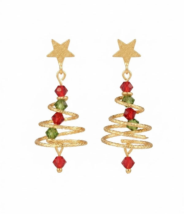 Christmas theme earring - star and tree