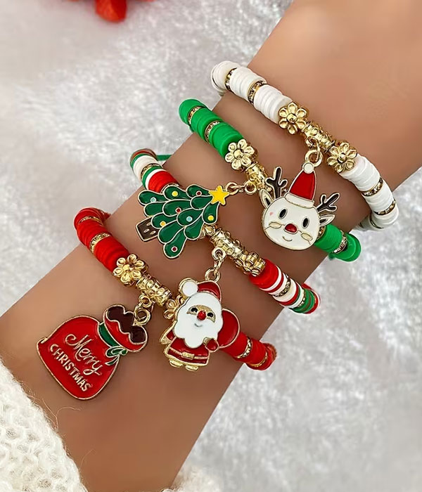 Christmas stackable stretch bracelet set
