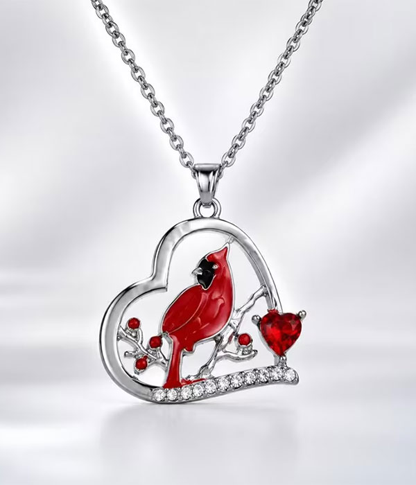 Cardinal heart necklace