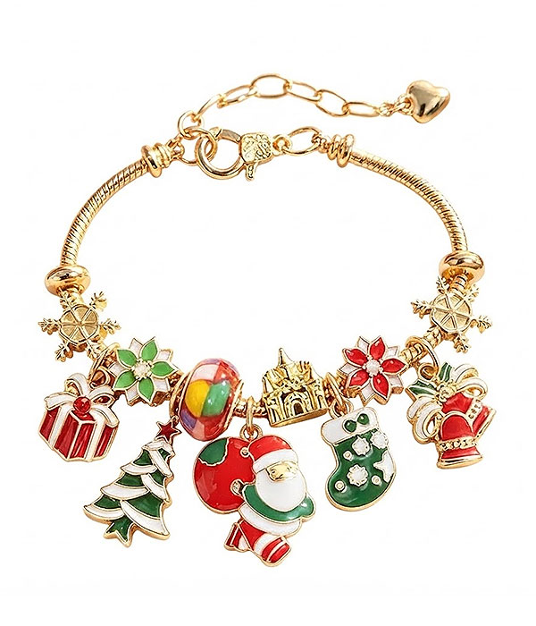 Christmas multi charm bracelet
