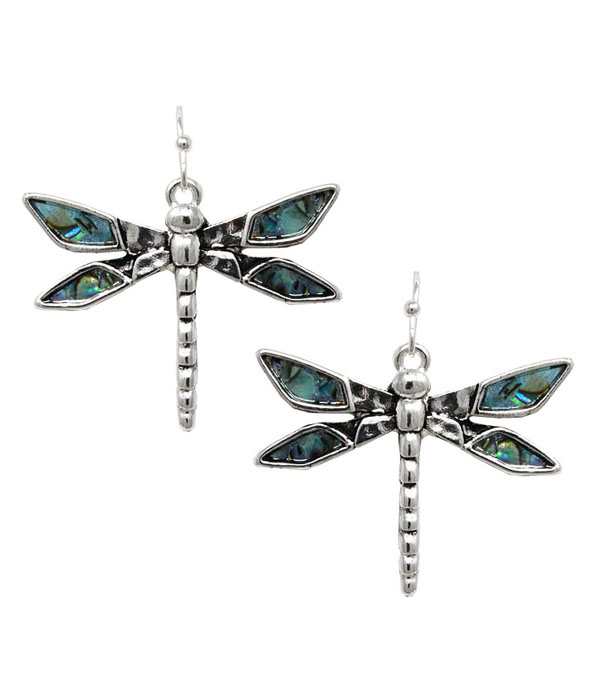 Abalone dragonfly earring