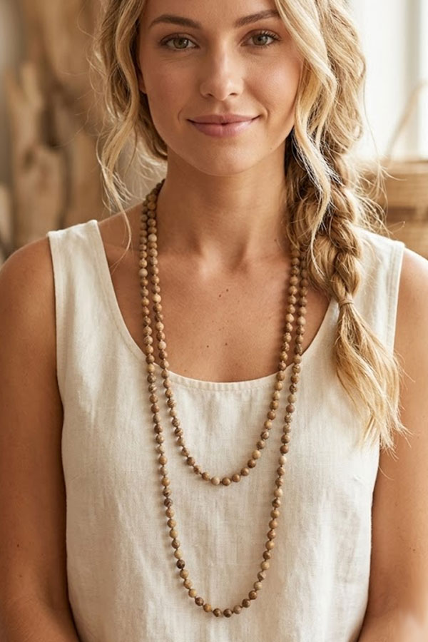 Genuine frost ball stone long statement necklace