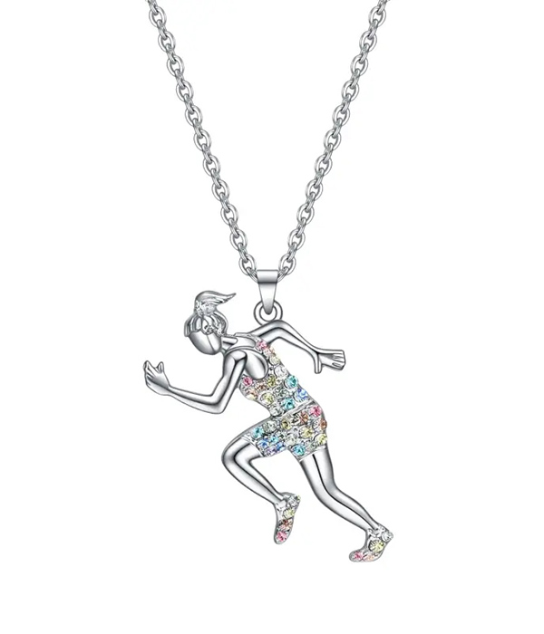 Sport theme heart necklace - running
