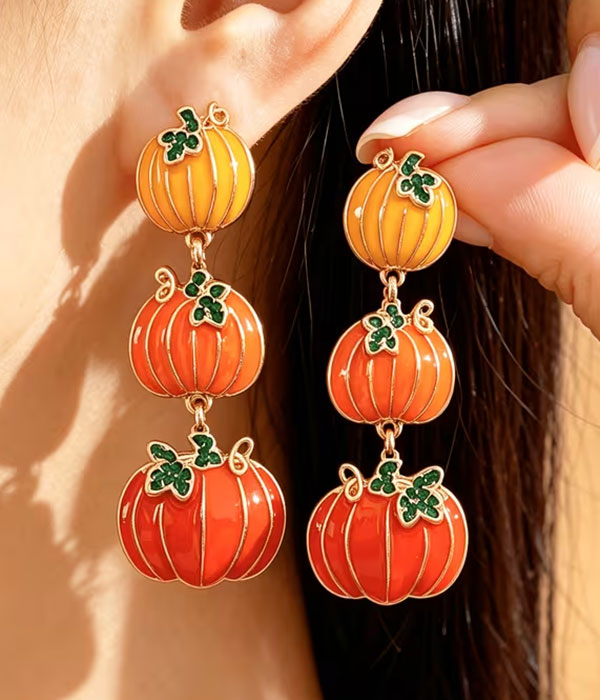 Epoxy pumpkin earring