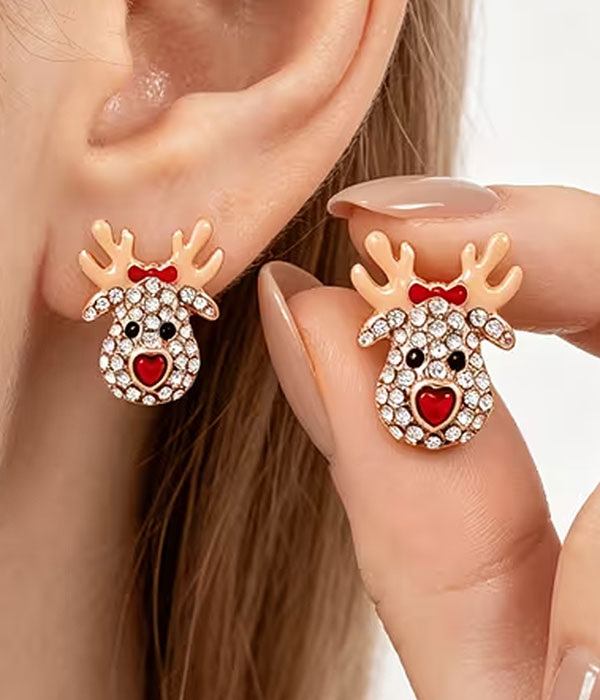 Christmas reindeer earring