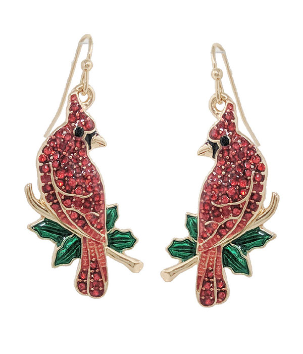Cardinal bird earring