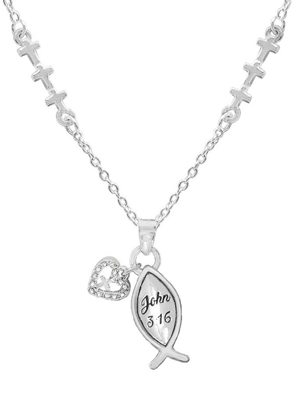 Religious inspiration fish necklace - john 3:16
