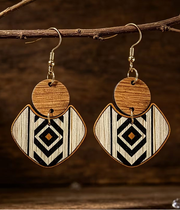 Tribal wood earring